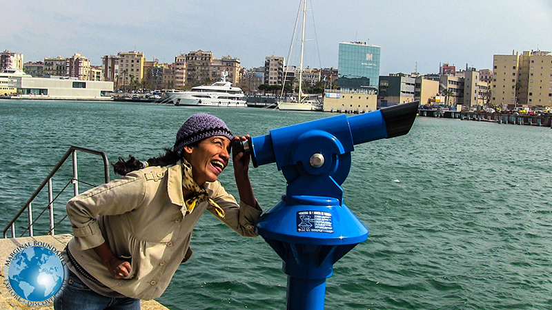 Cris at the marina in Barcelona